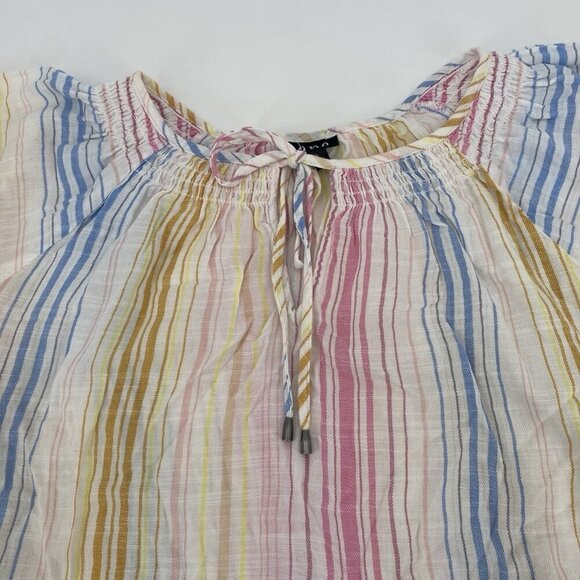 A.N.A Women’s Size XL Colorful Stripes Top Peasant Flare Sleeve Bohemian - Picture 3 of 7